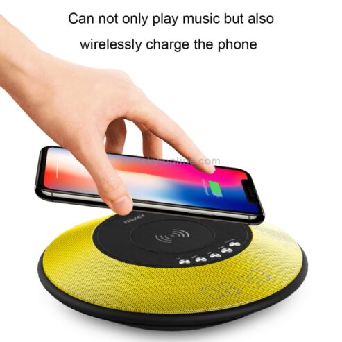 Awei Y290 5W Wireless Charger with Bluetooth Speaker – Yellow