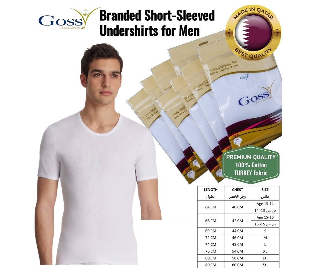 GOSSY Branded short sleeved undershirts for men