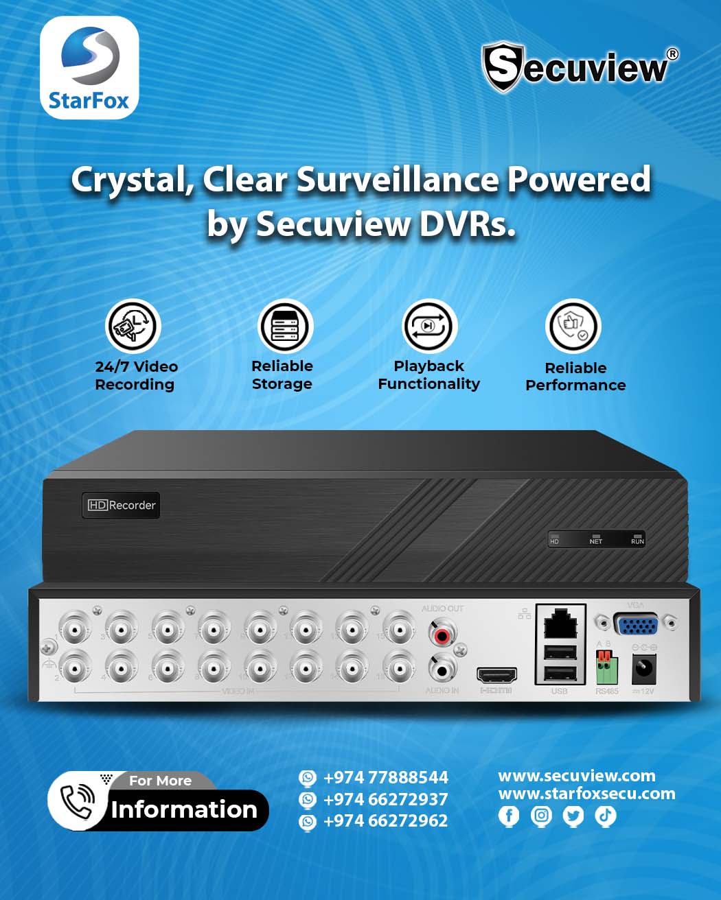 24/7 Peace of Mind with Secuview Digital Video Recorders.