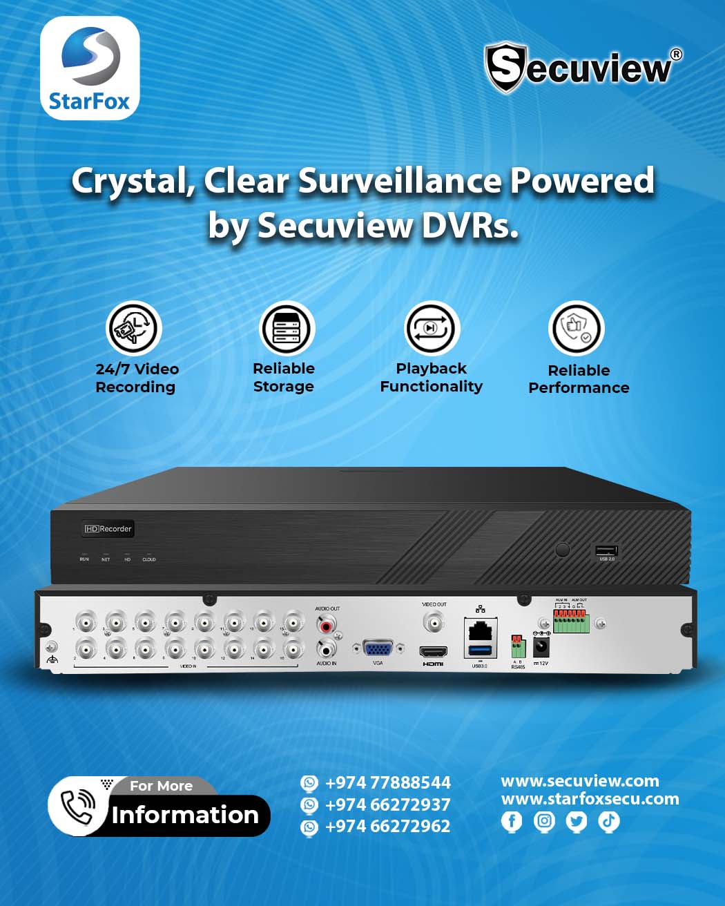 24/7 Peace of Mind with Secuview Digital Video Recorders.