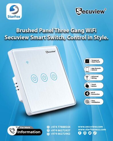 Brushed Panel Three Gang Wi-Fi Secuview Smart Switch, Control in Style.