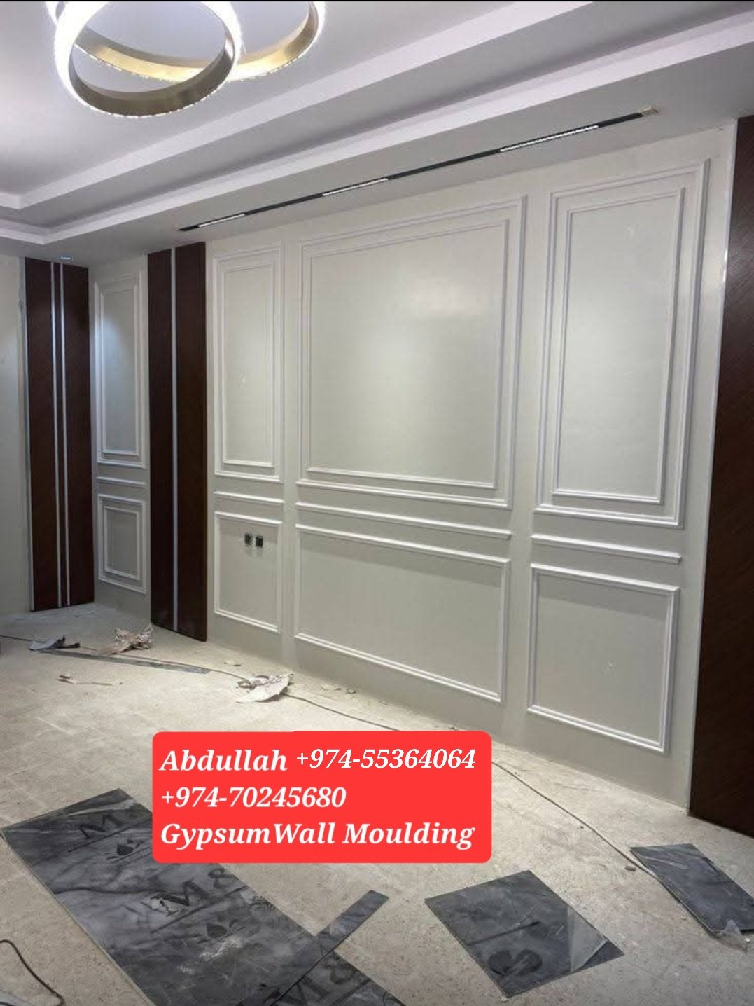 Gypsum Board Decor on Ceiling,Partition,Paint,Wpc Wall Panel,Grc & Wall Moulding Work etc.+974-70245680
