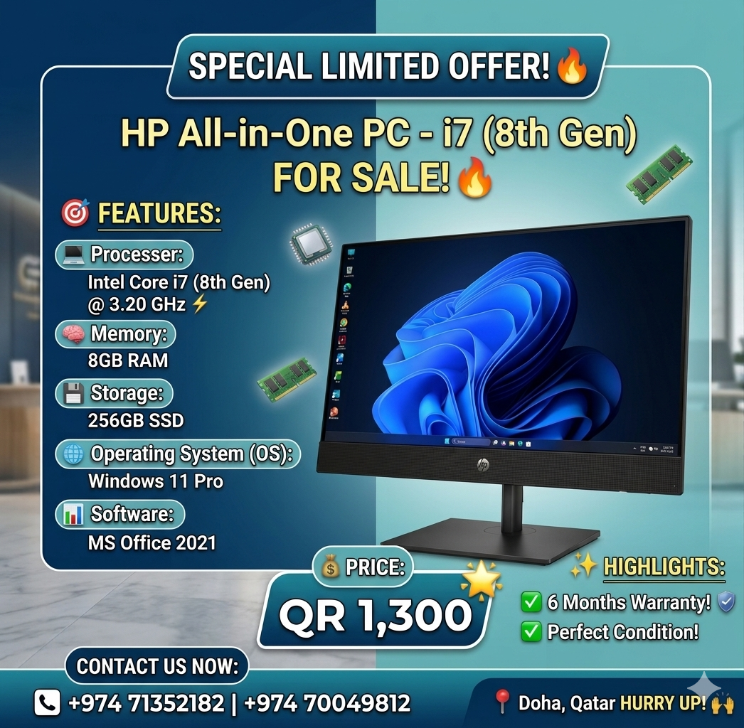 HP All-in-One PC – Intel Core i7 (8th Gen) for Sale! 🔥